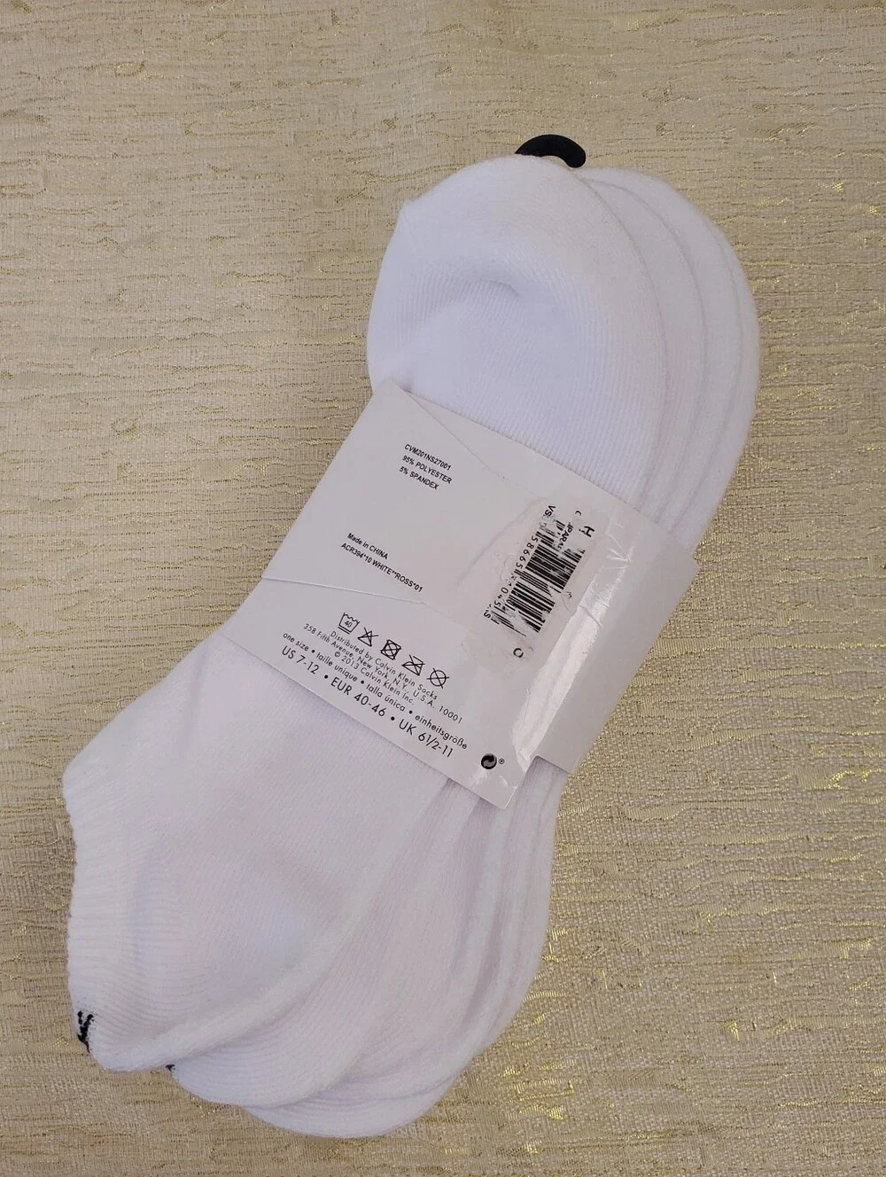 Calvin Klein White Low-Cut Athletic No-Show Socks - 5 Pack US 7-12